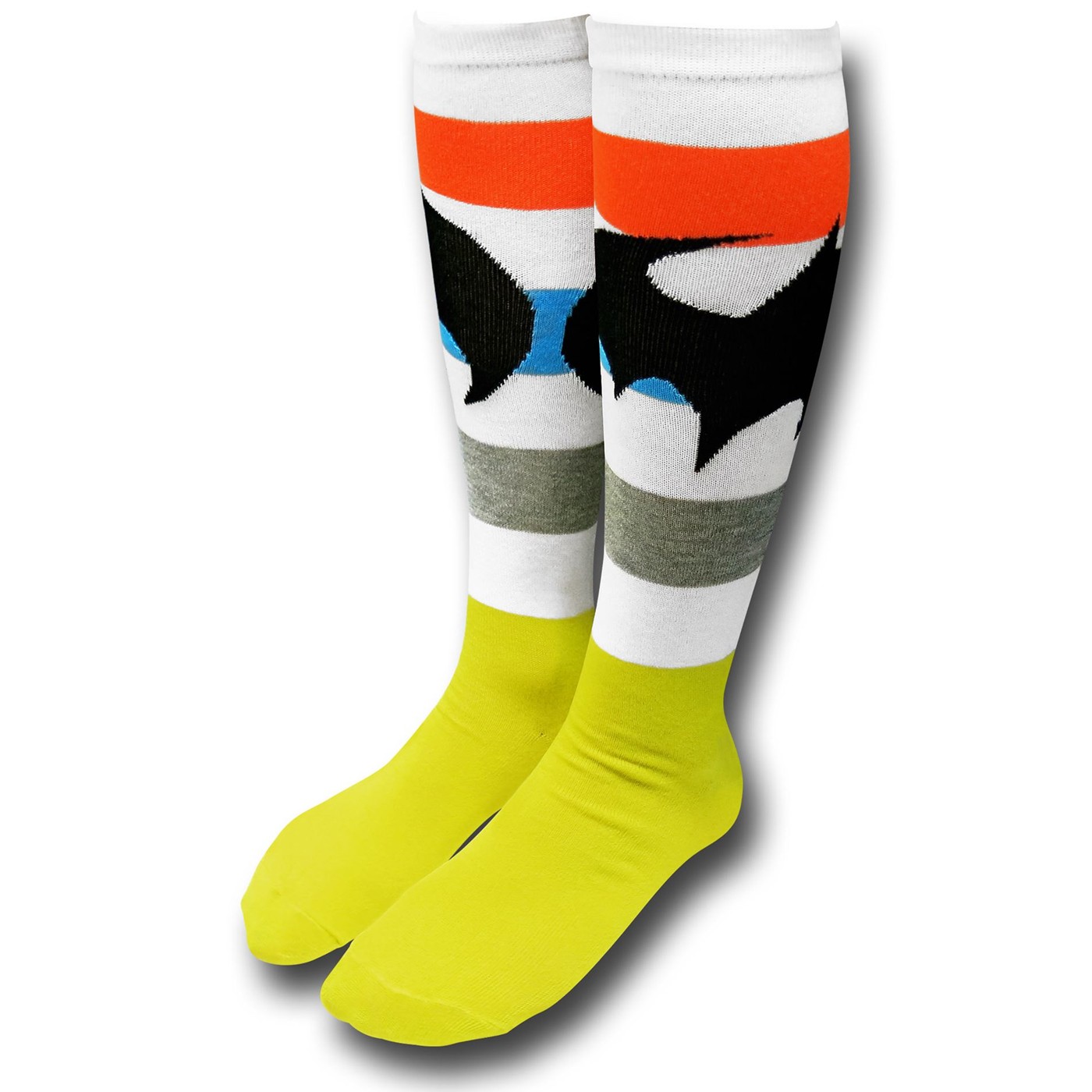 Batman Yellow Foot Striped Knee-High Women's Socks, Yellow