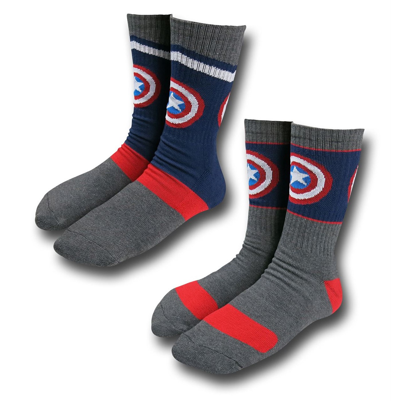 Captain America Blue and Grey Socks 2-Pack, Blue