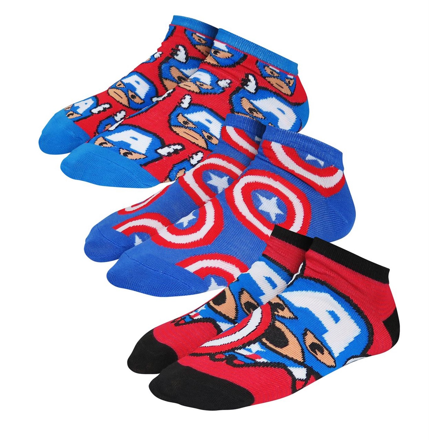 Captain America Cuties Women's Low-Cut Sock 3 Pack, Blue