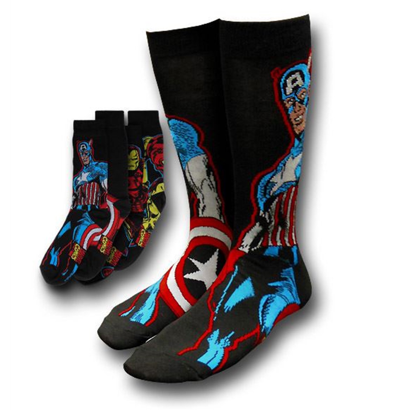 Captain America and Iron Man Socks 2-Pack, Black