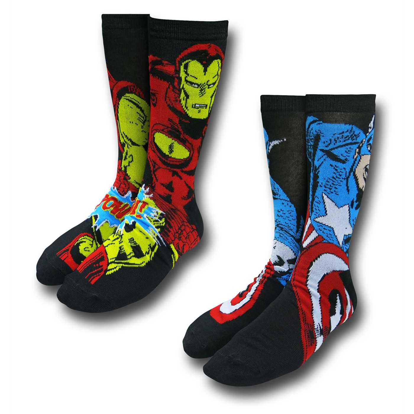 Captain America and Iron Man Sock 2-Pair Pack, Black