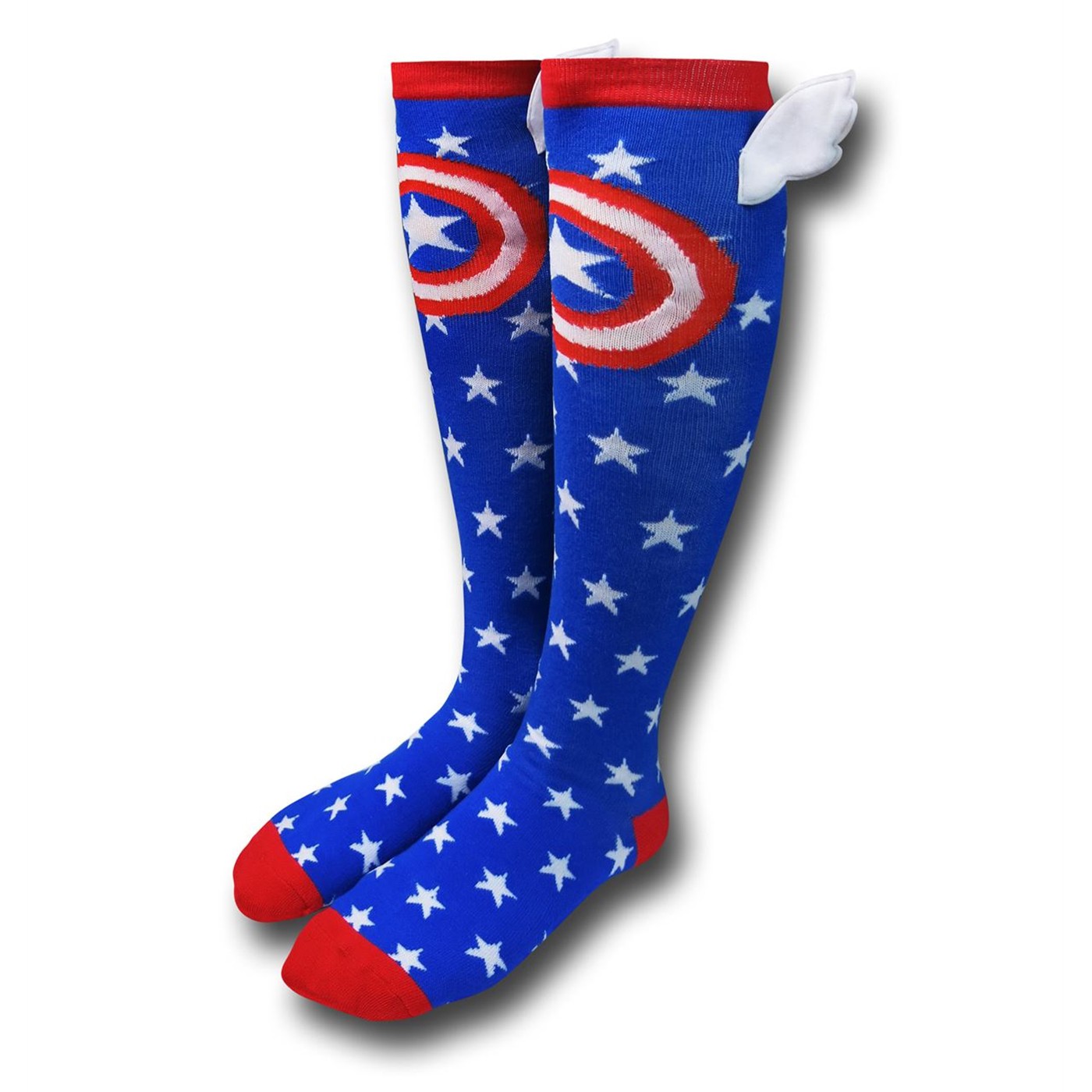 Captain America Stars and Wings Knee-High Socks, Blue