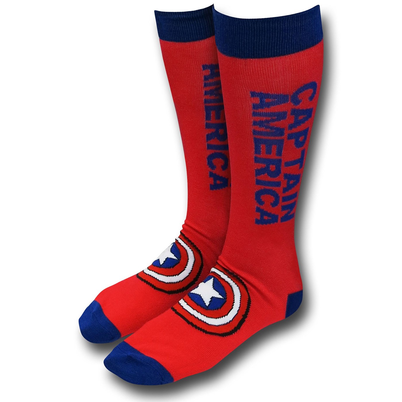 Captain America Text Crew Socks, Red