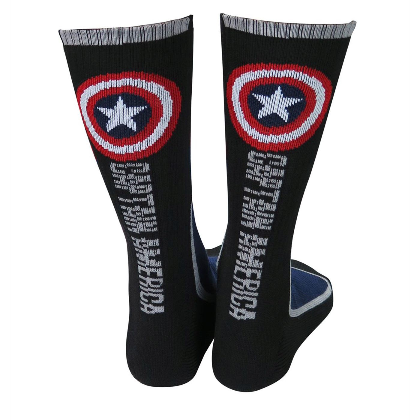 Captain America Two-Tone Athletic Crew Socks, Blue