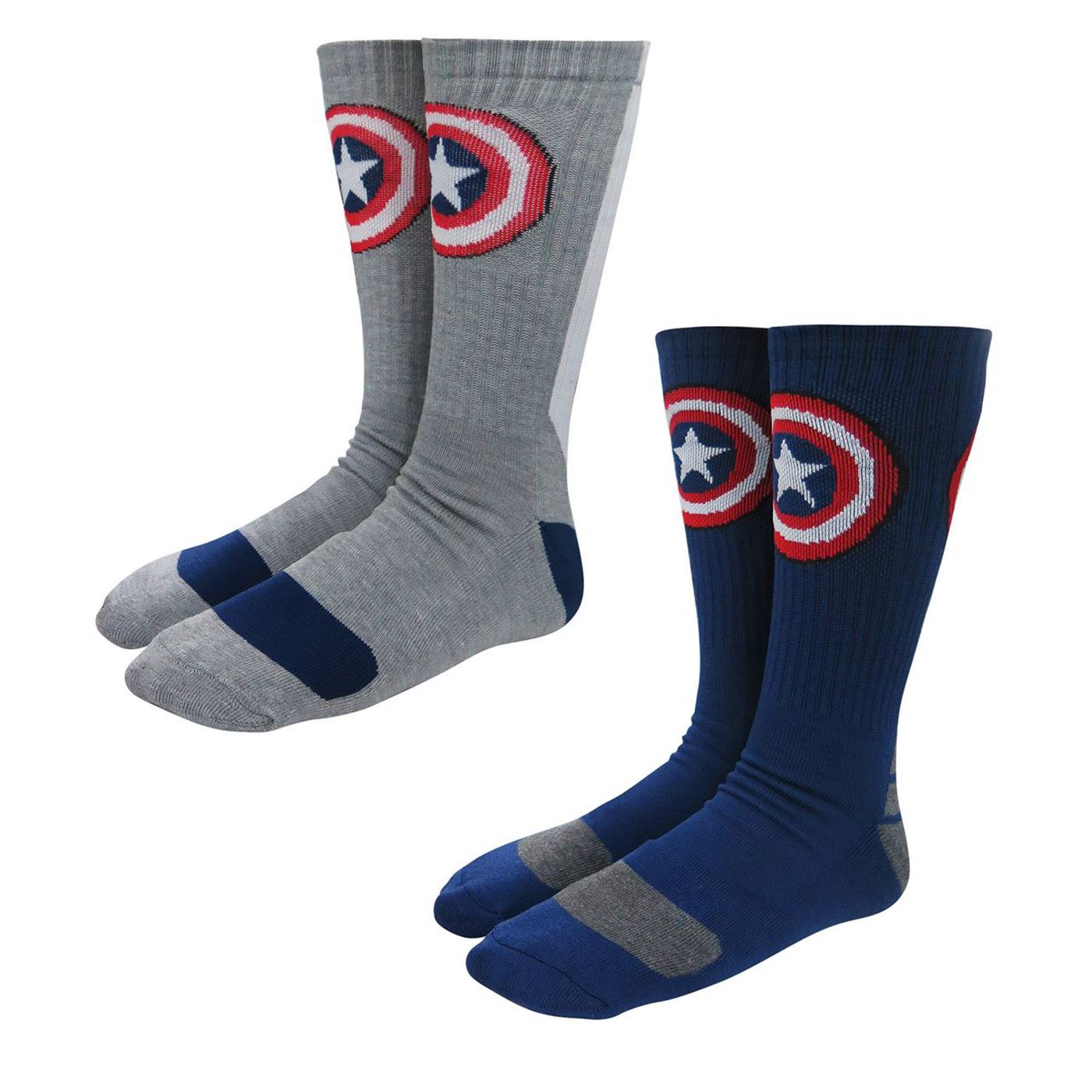 Captain America Vibranium Weave Crew Socks 2-Pack, Blue