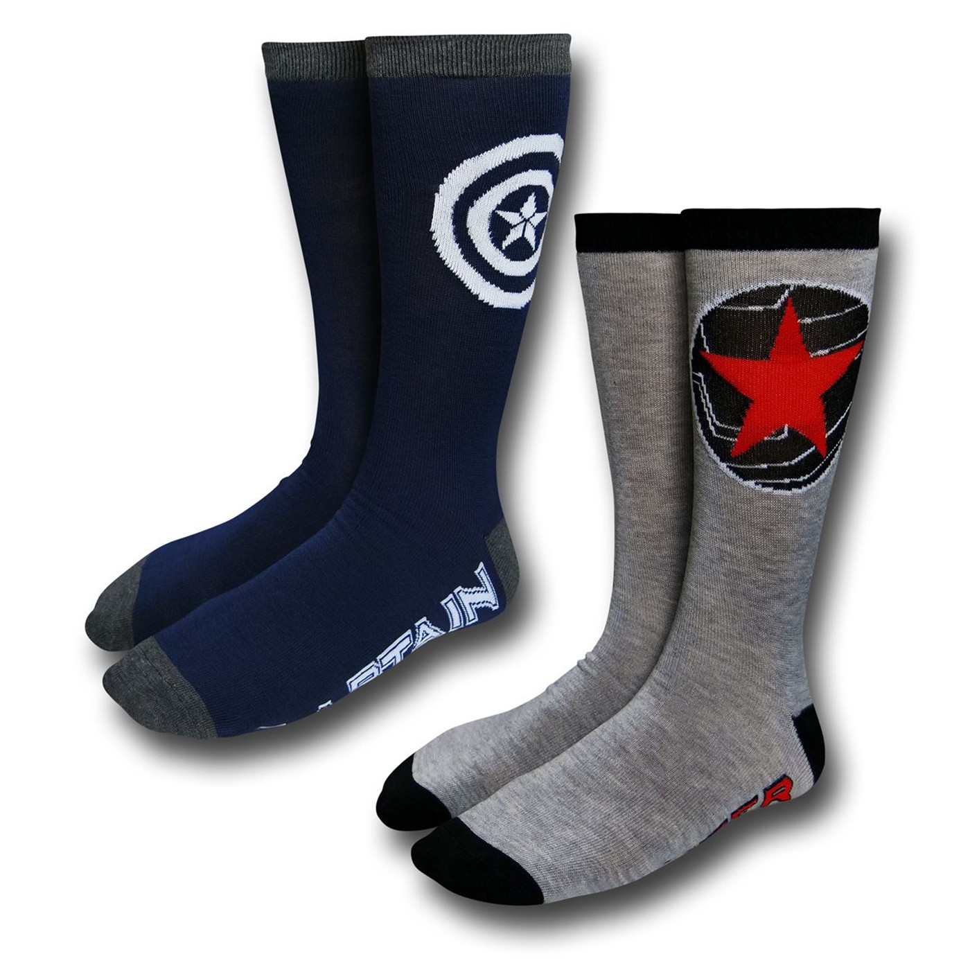 Captain America & Winter Soldier Sock 2 Pack, Black