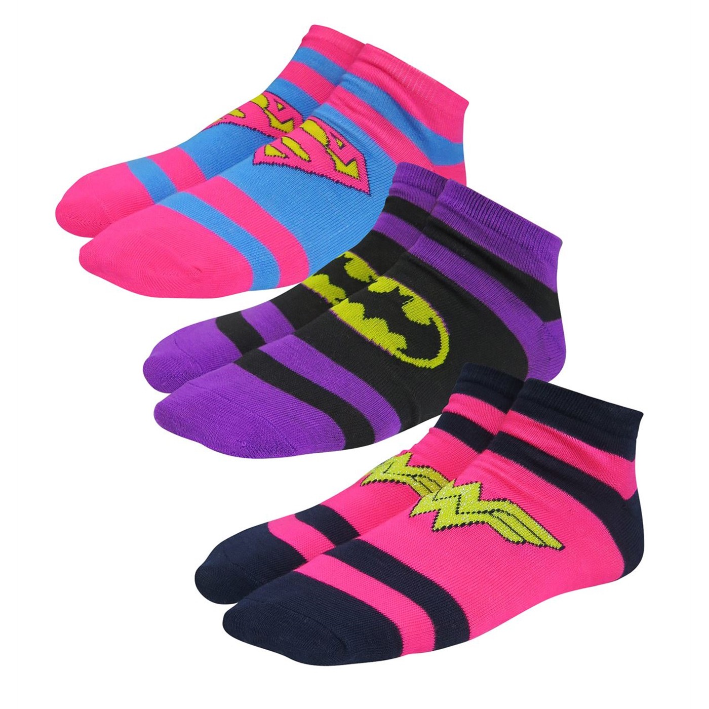 DC Trinity Women's Striped Low-Cut Sock 3 Pack, Pink