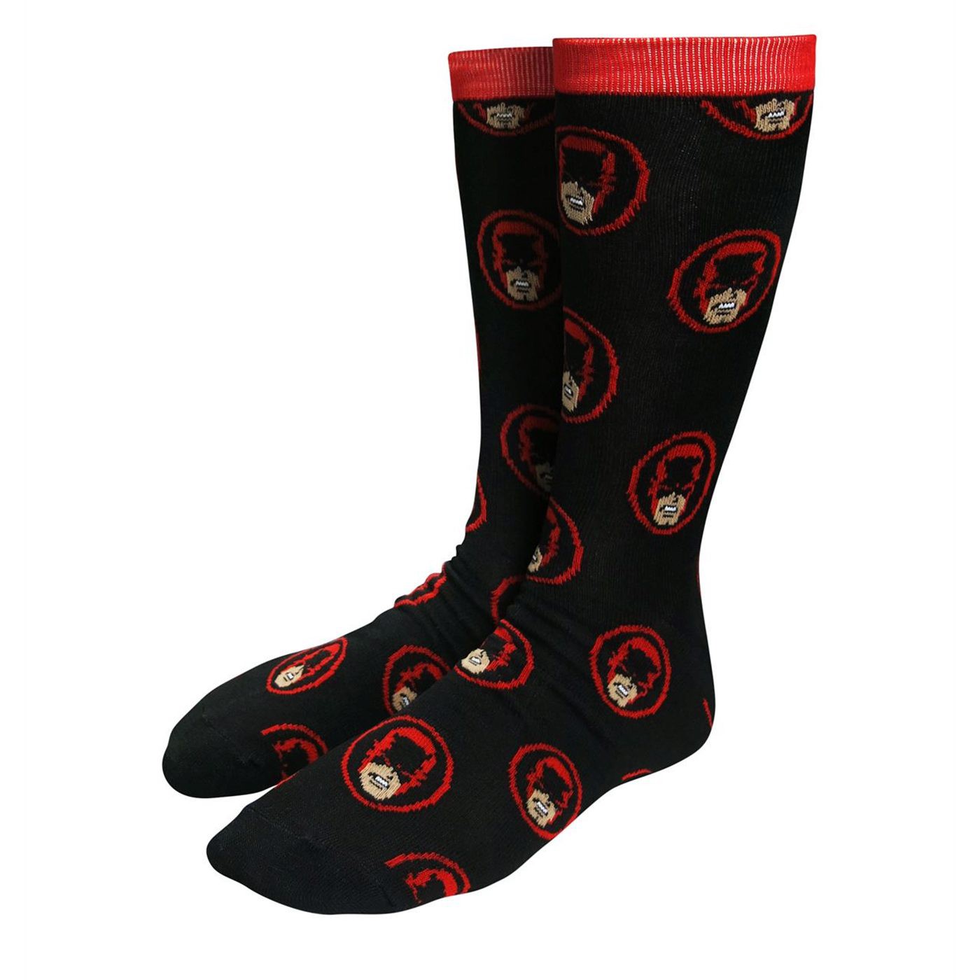 Daredevil Heads All-Over Print Crew Socks, Black