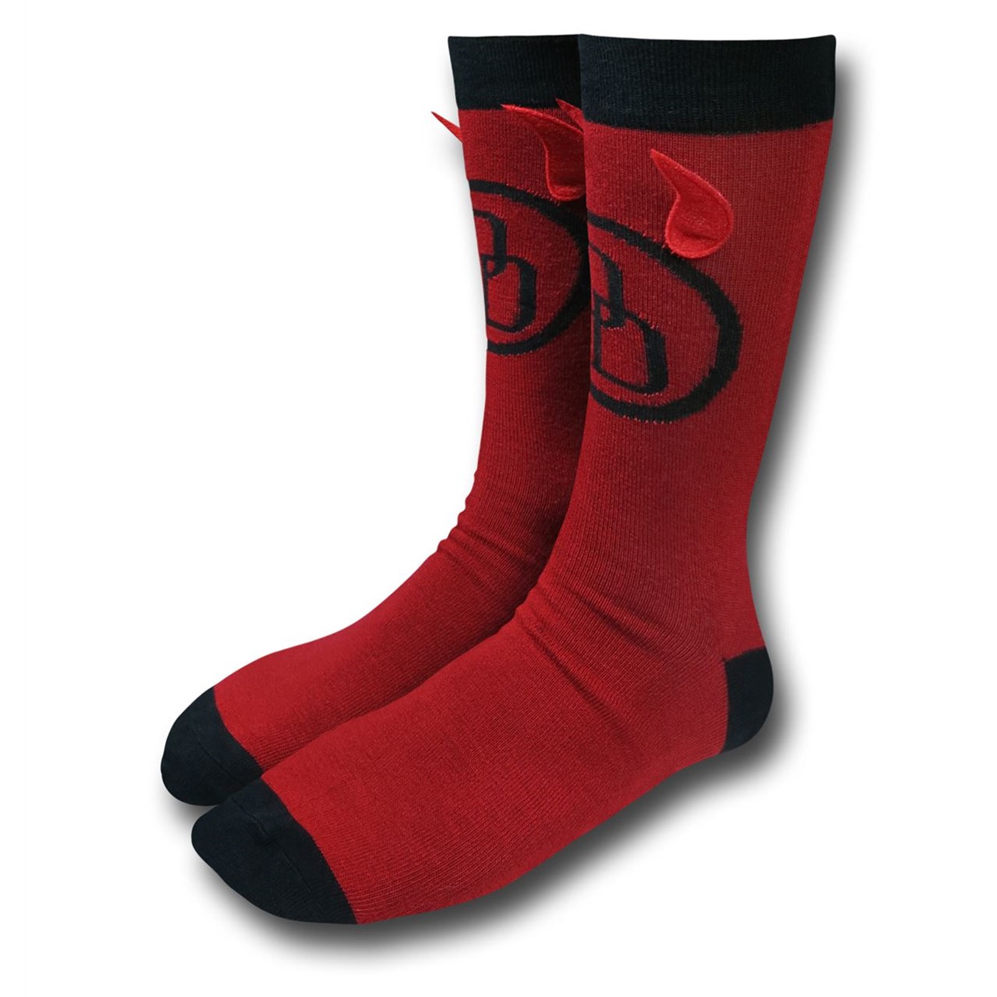 Daredevil Horns Crew Socks, Red
