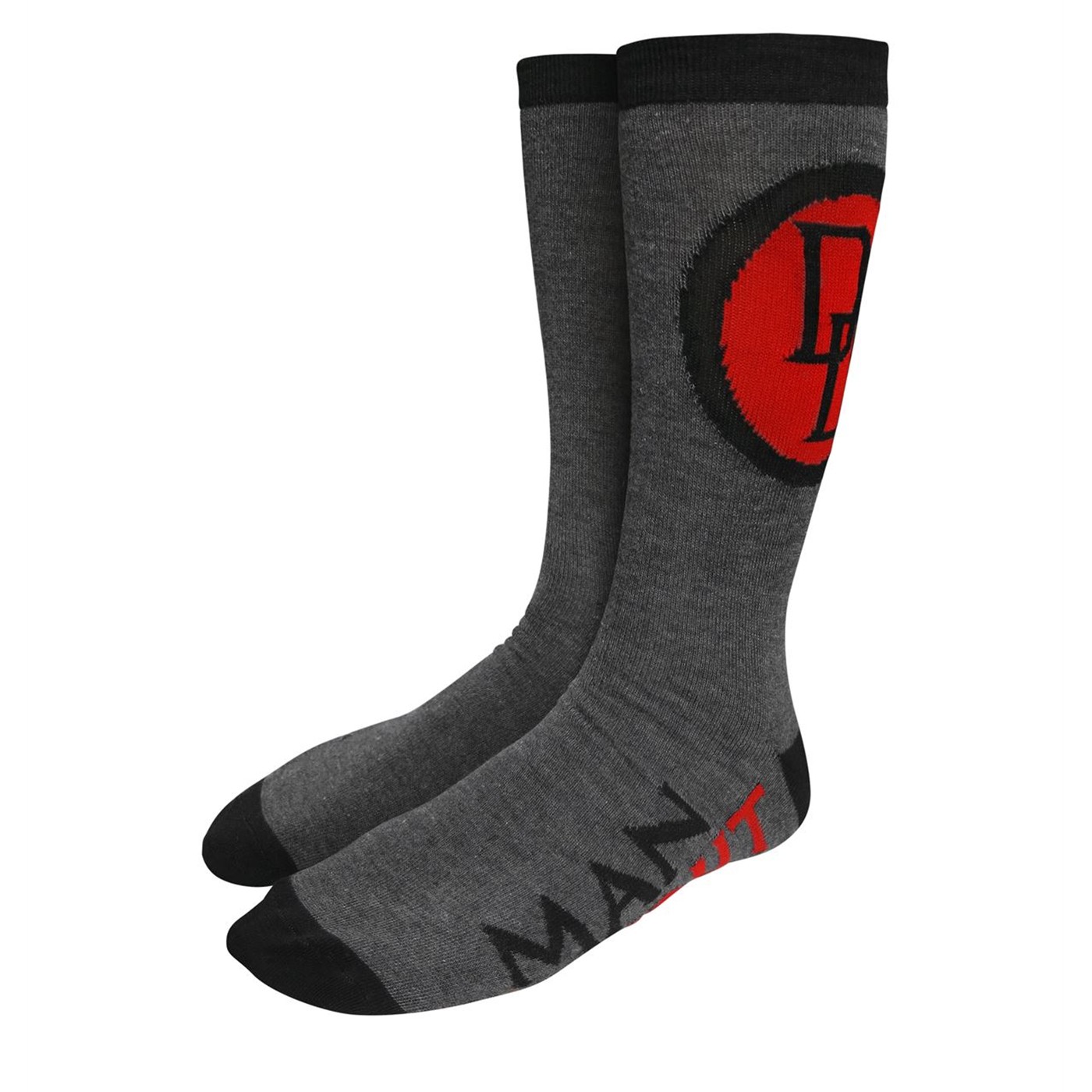 Daredevil Symbol Man Without Fear Crew Sock, Black