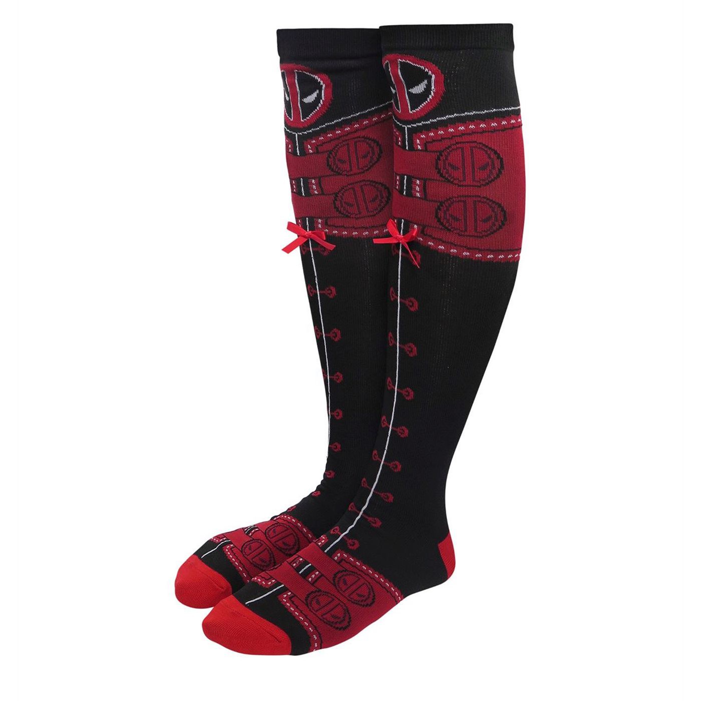Deadpool Lace Up Knee High Women's Sock, Red