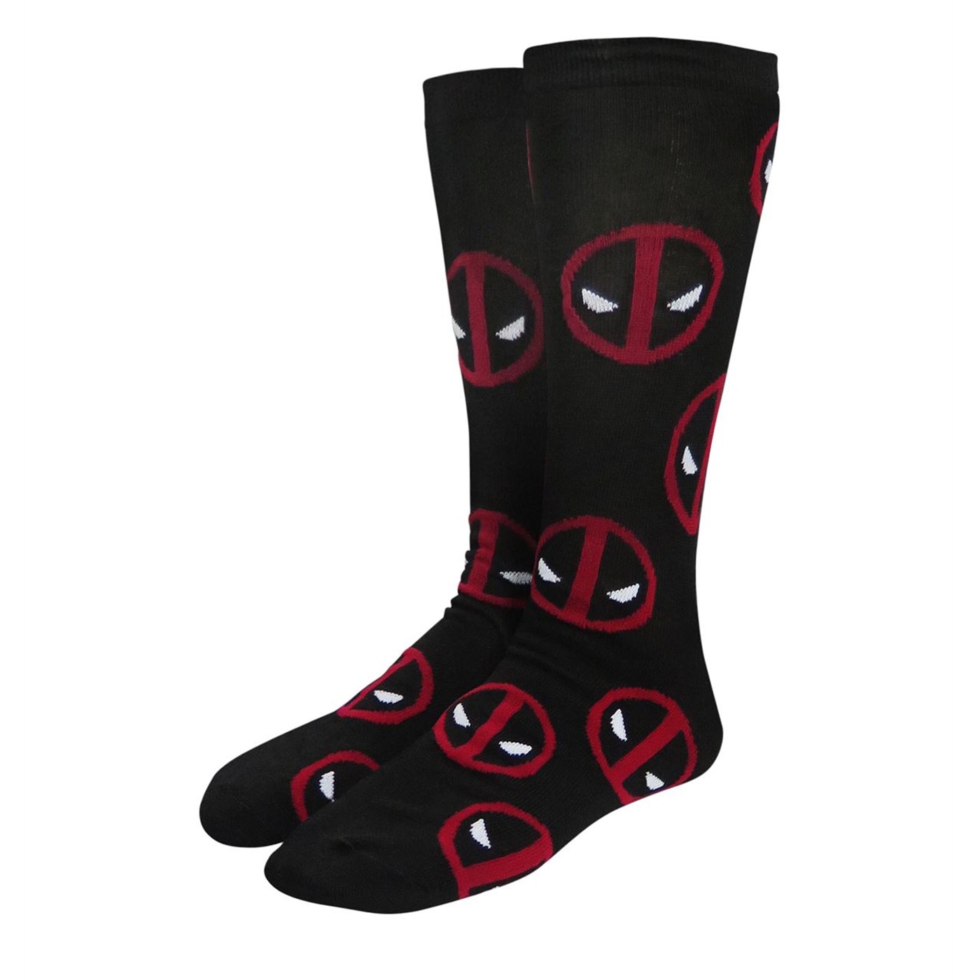 Deadpool Logos Black Crew Socks, Black