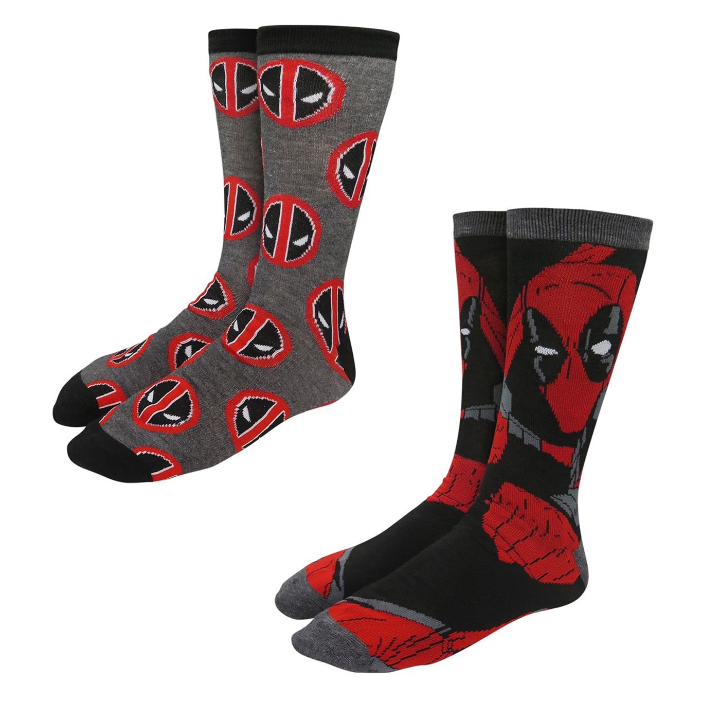 Deadpool Regenerating Degenerate Crew Sock 2-Pack, Black