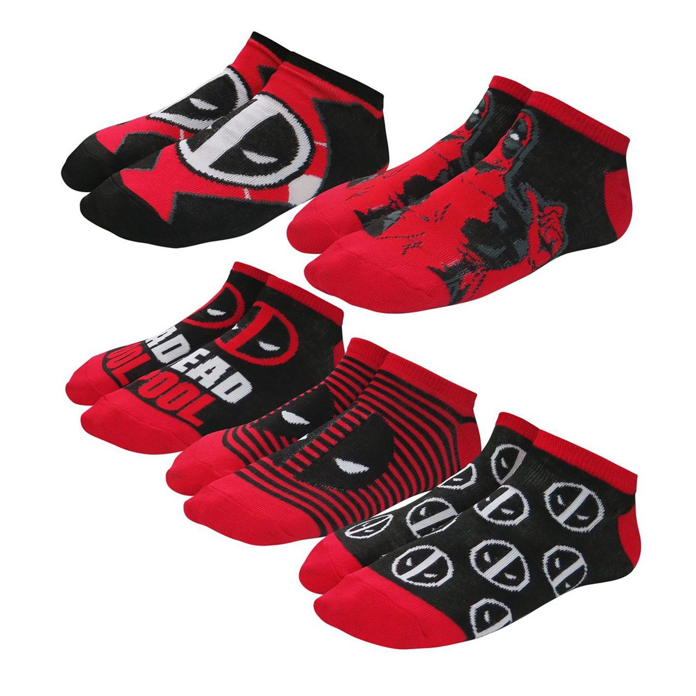 Deadpool Symbols Women's Socks 5 Pack, Red