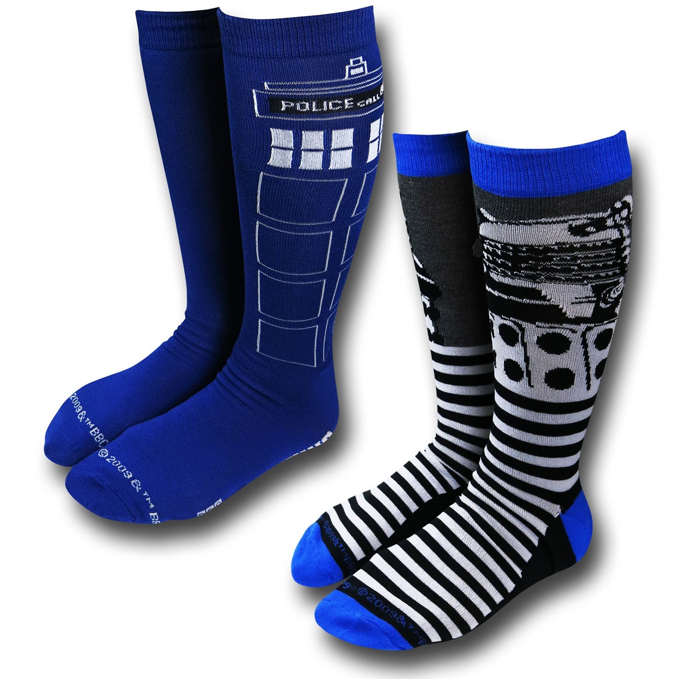 Doctor Who Dalek and TARDIS 2 Pack Crew Socks, Black