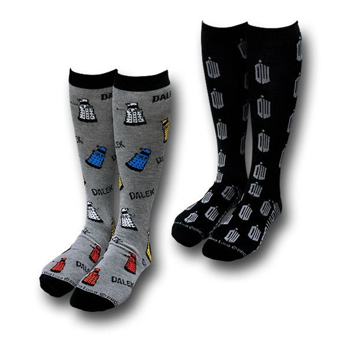 Doctor Who Multi-Image/Symbol Men's Socks 2-Pack, Black