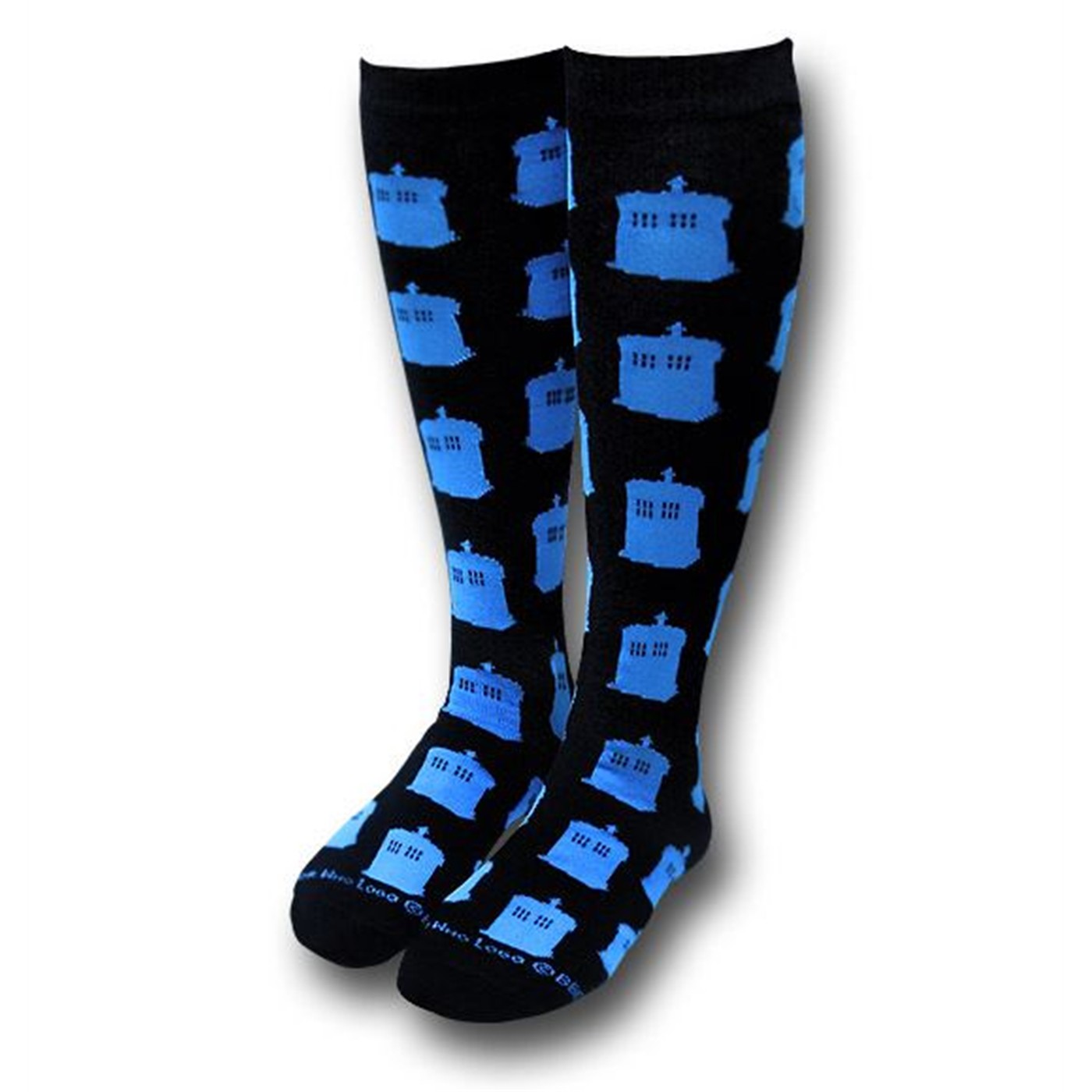 Doctor Who Multi-Tardis Ladies Knee-High Socks, Black