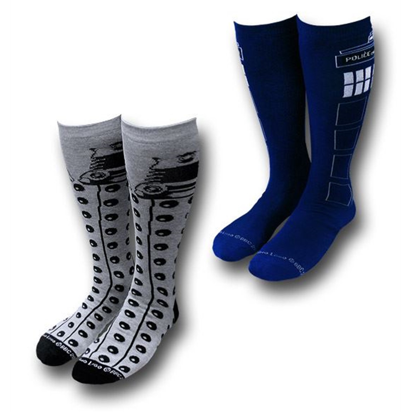 Doctor Who Tardis and Daleks Men's Socks 2-Pack, Blue