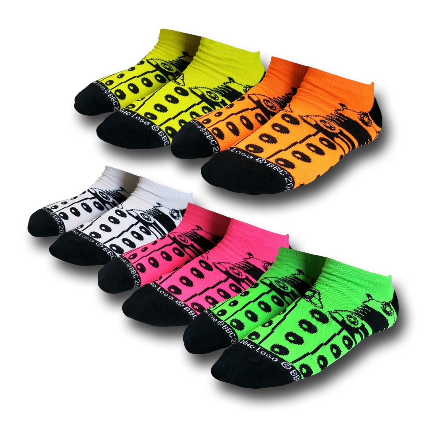 Doctor Who Dalek Neon Women's Socks 5-Pack, Pink