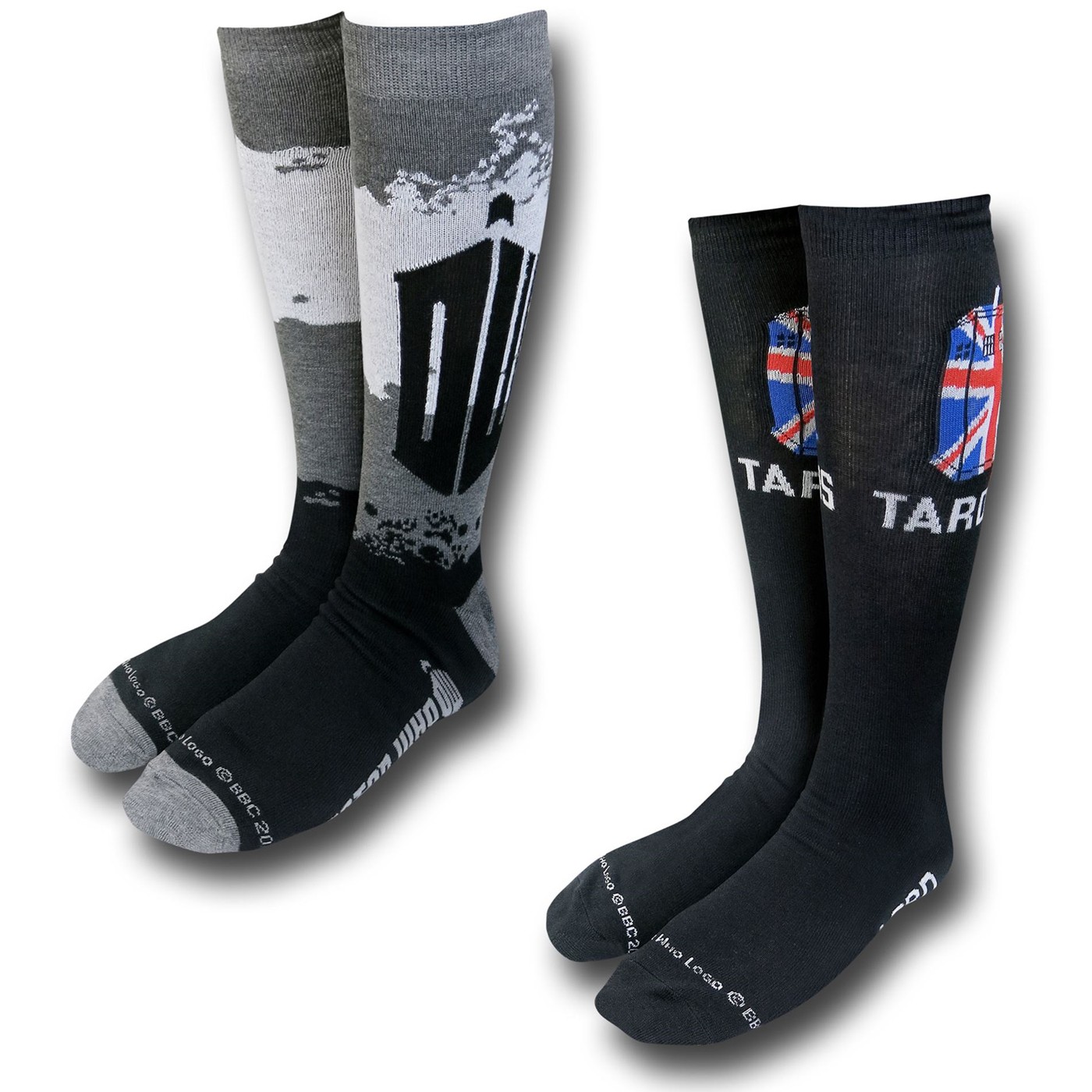 Doctor Who Union Jack Crew Socks 2-Pack, Black