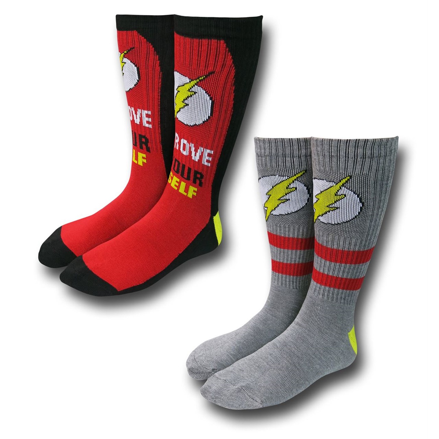 Flash Grey Red and Black Socks 2-Pack, Red