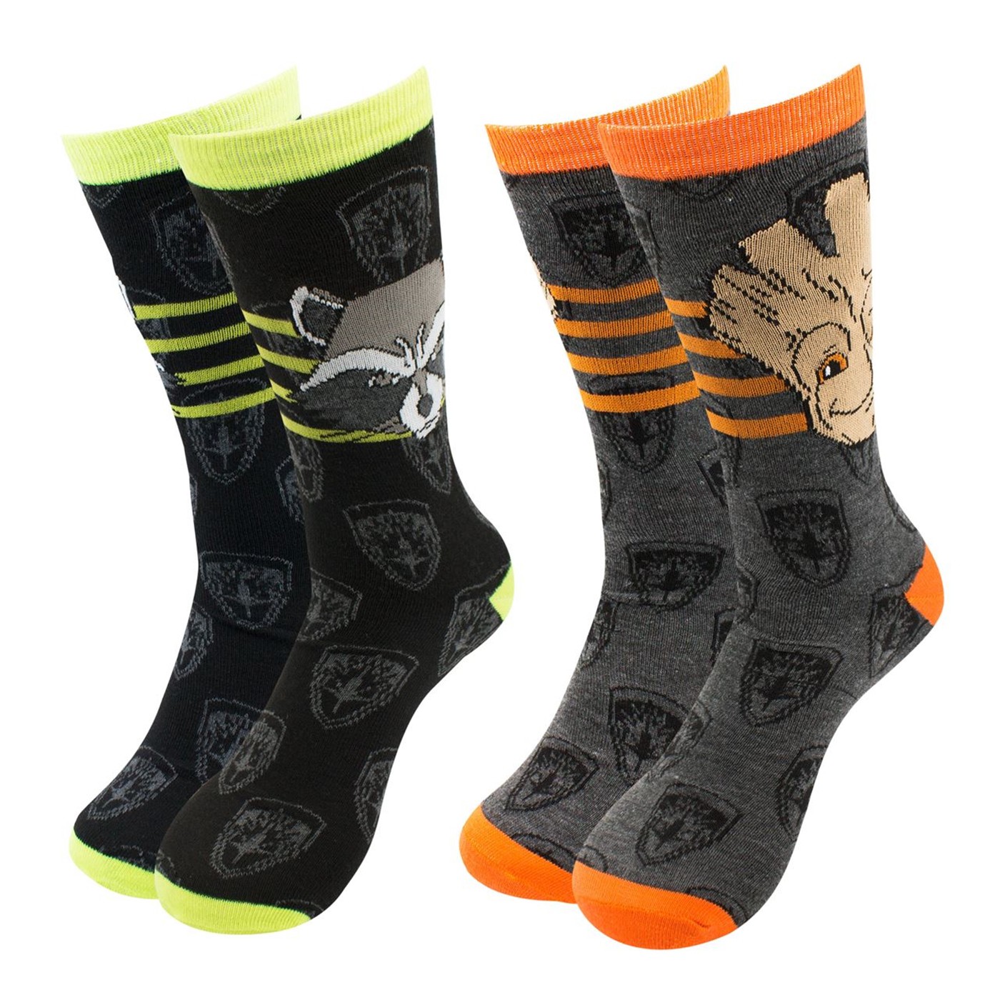 GOTG Baby Groot & Rocket Crew Sock2-Pack, Black