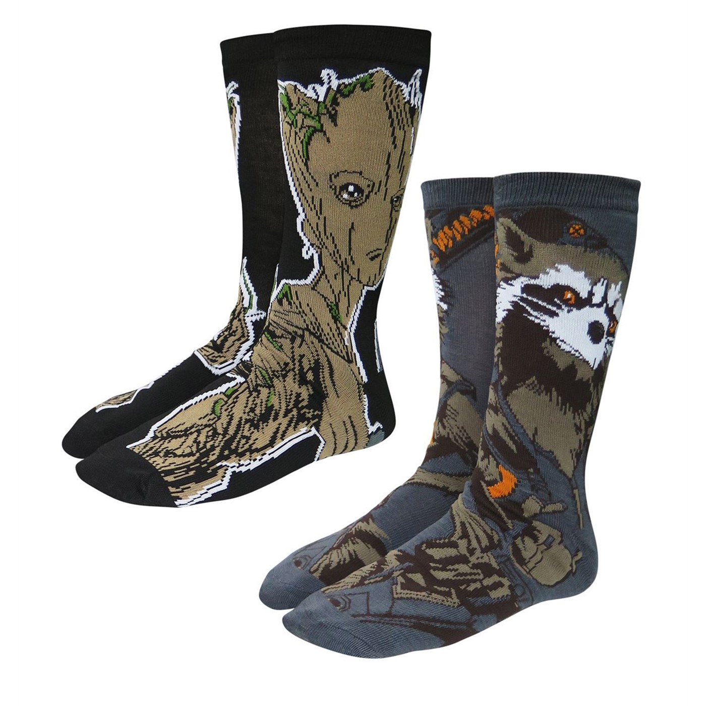 Infinity War GOTG Groot & Rocket Crew Socks 2-Pack, Black