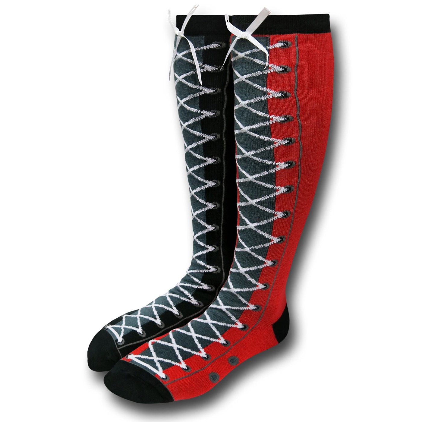 Harley Quinn Women's Knee High Faux Lace Socks, Black