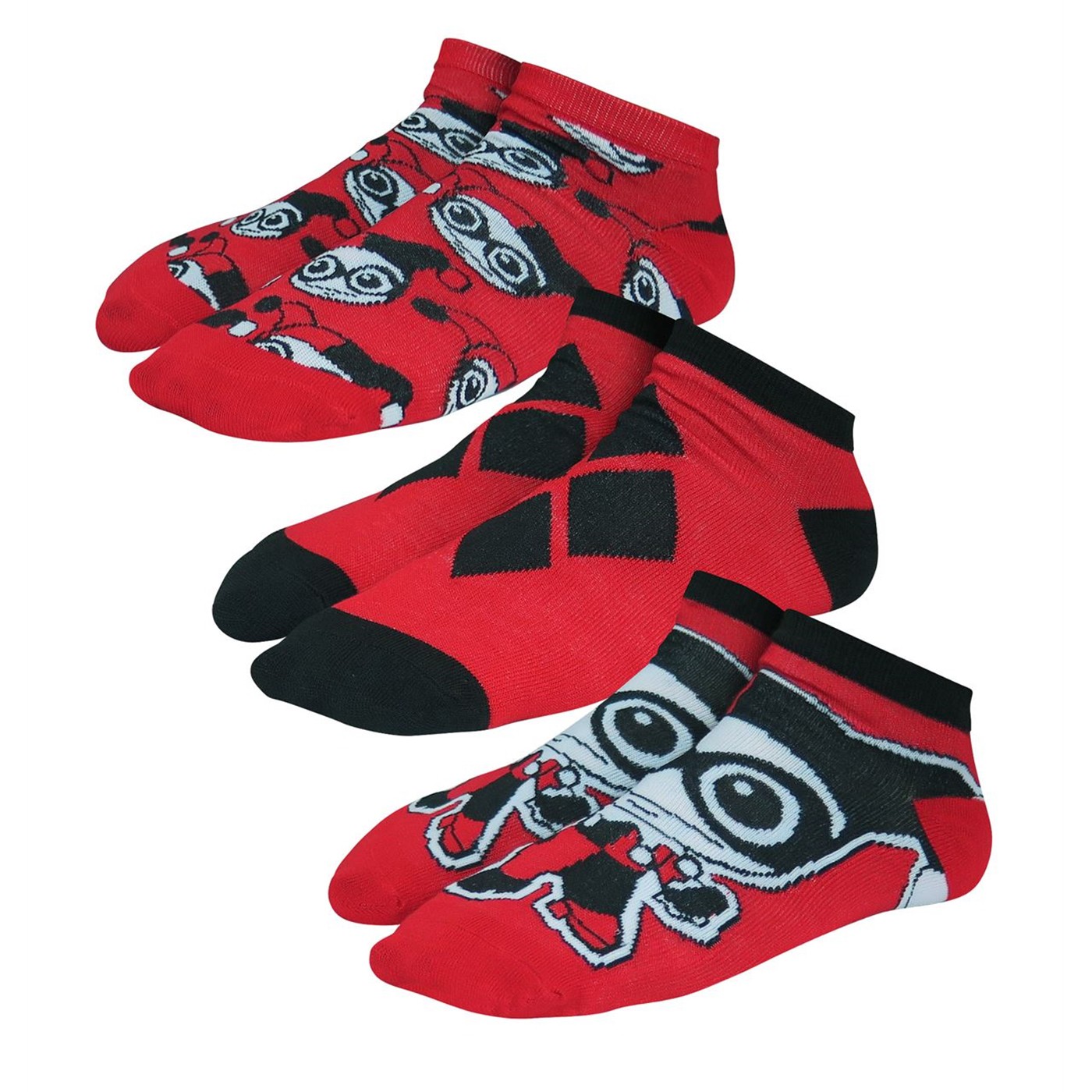Harley Quinn Women's Low-Cut Sock 3 Pack, Red