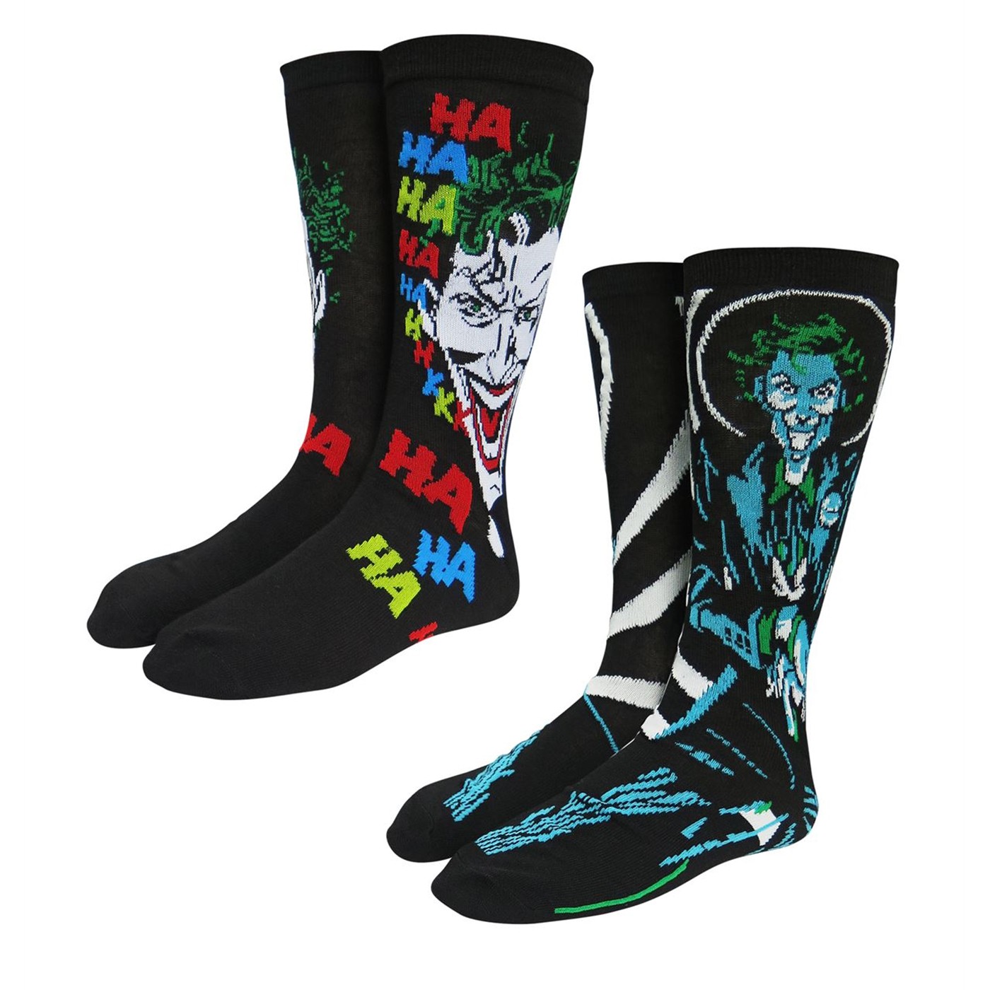 The Joker Clown Prince of Crime Crew Socks 2-Pack, Black