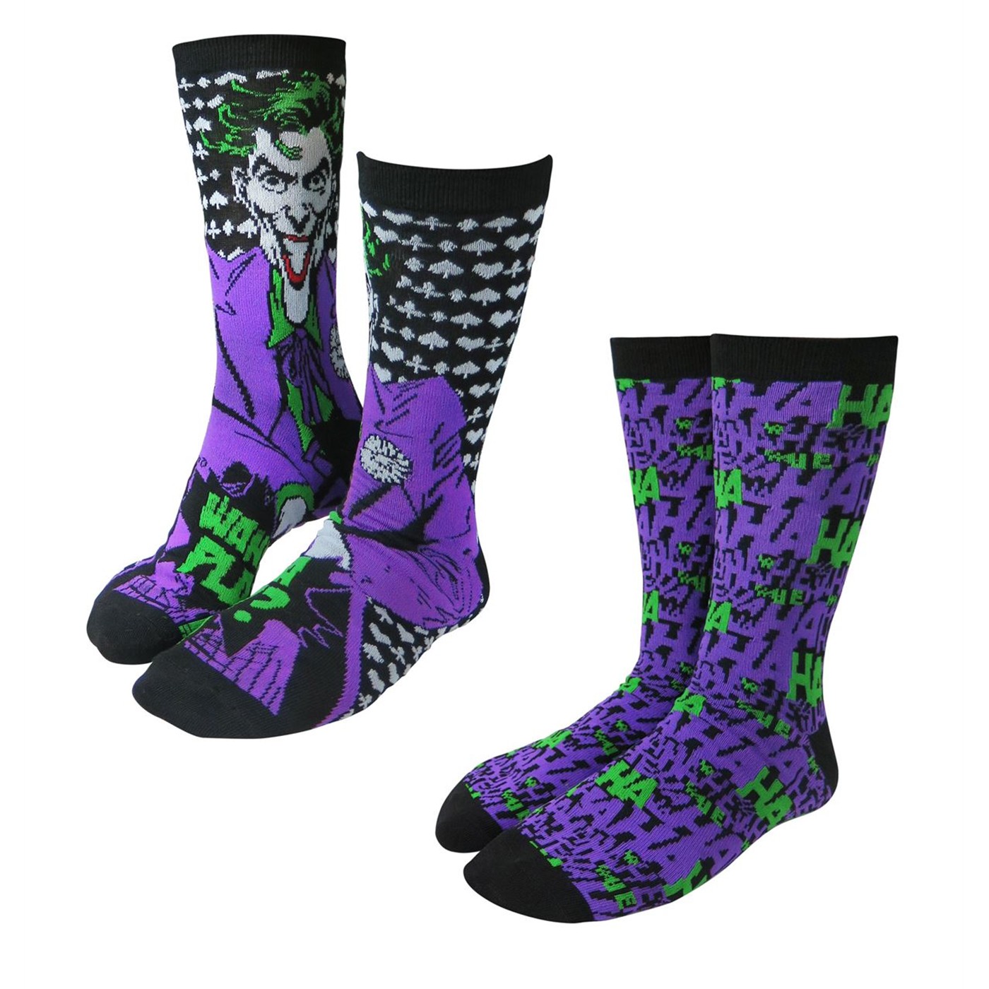 Joker HAHA Wanna Play Crew Sock 2 Pack, Black