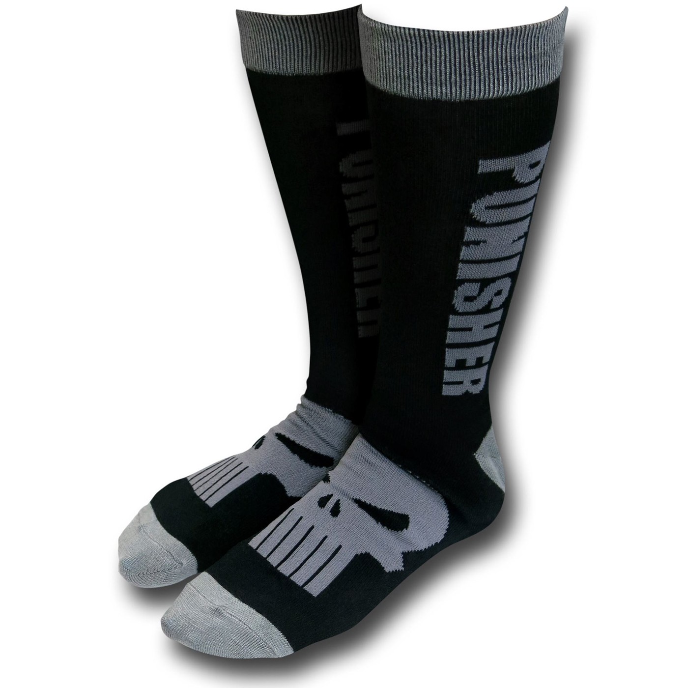 Punisher Text & Symbol Crew Socks, Black