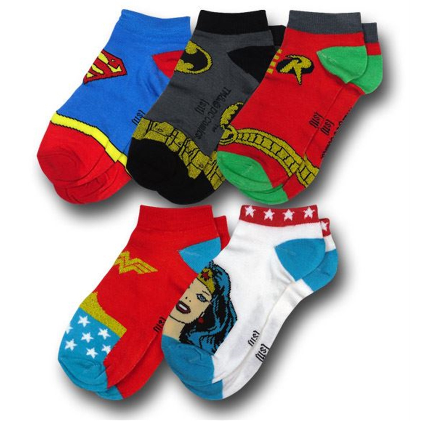 DC Heroes Costume Women's Ankle Socks 5 Pack, Red