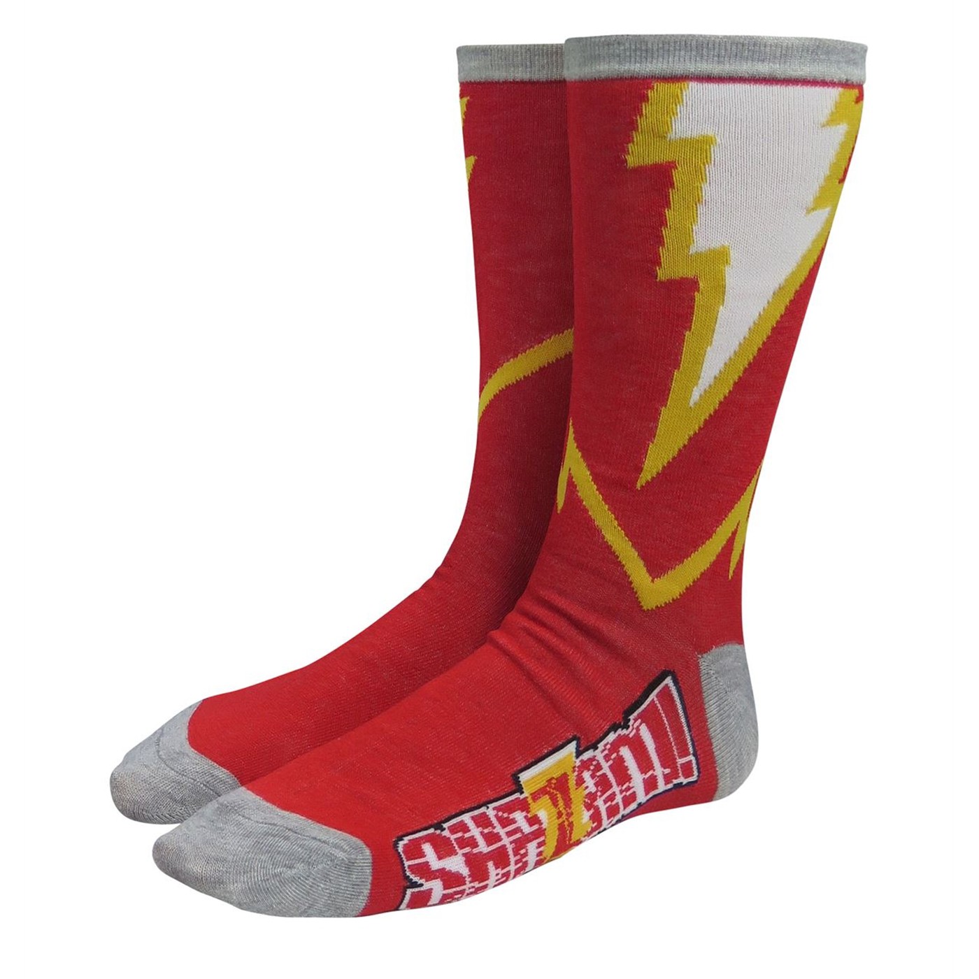 Shazam Symbol Crew Socks, Red