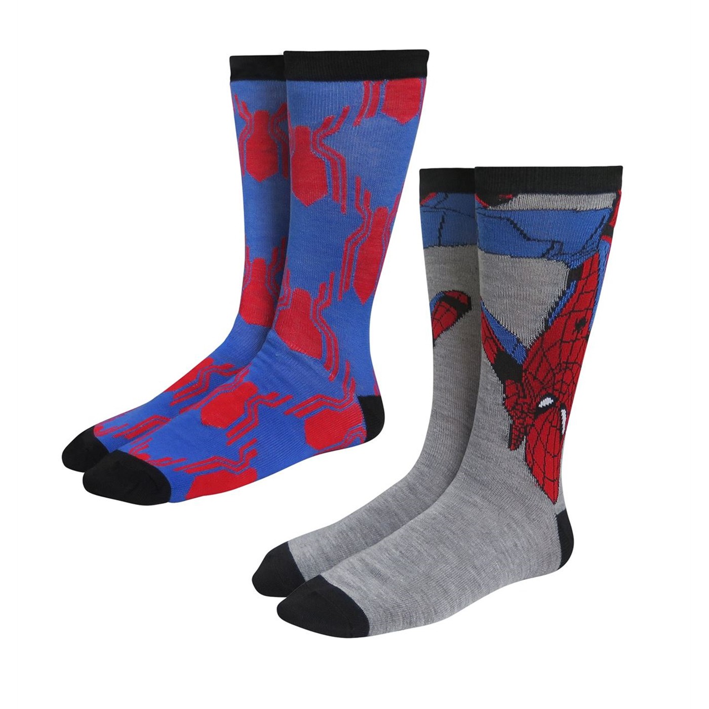 Spider-Man Classic & Homecoming Symbol Crew Sock 2-Pack, Blue
