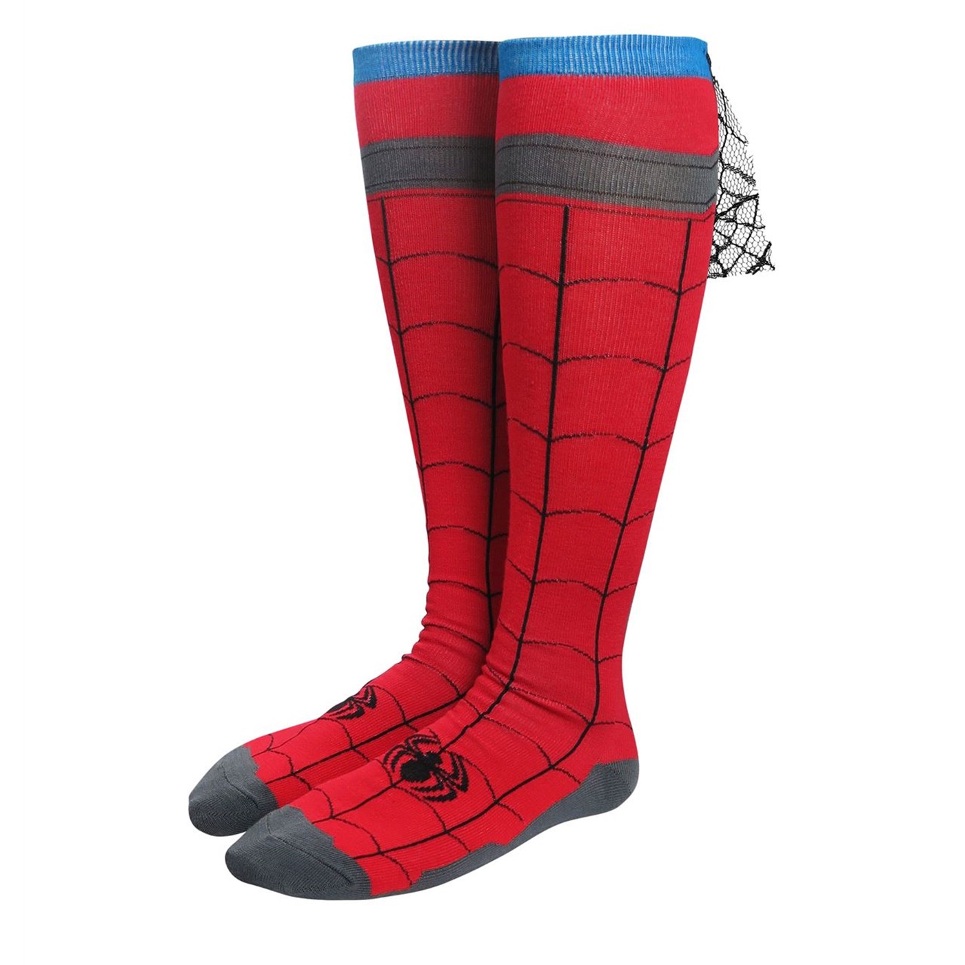 Spider-Man Costume Women's Knee High Cape Socks, Red
