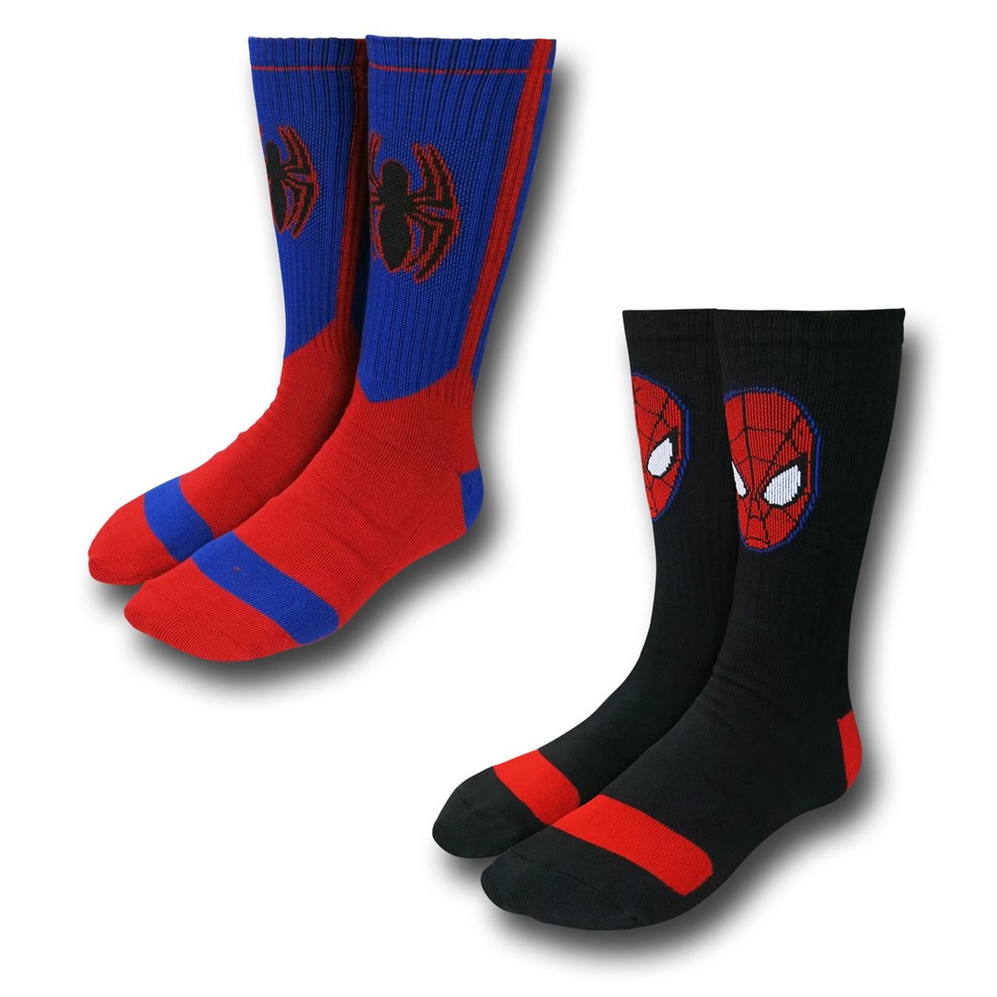 Spiderman Black Red and Blue Socks 2-Pack, Red