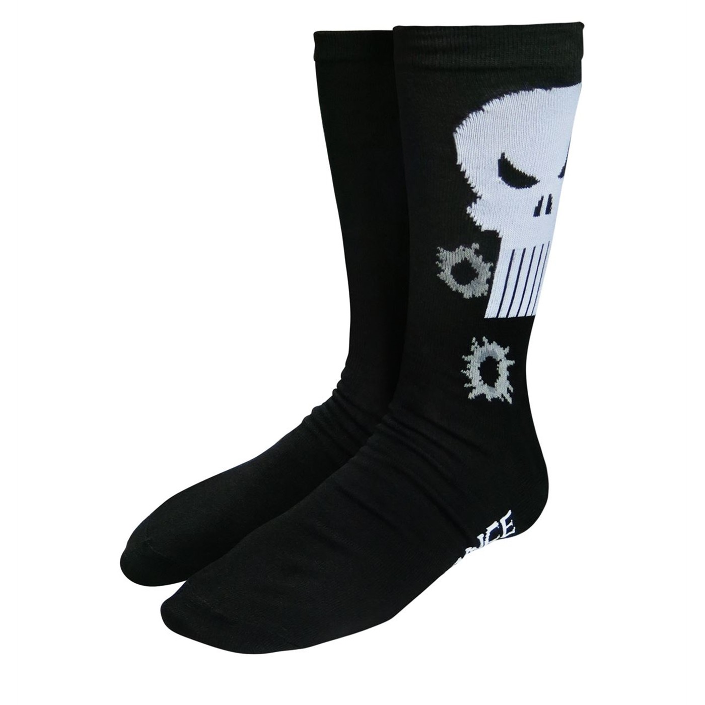 Punisher Bullet Holes Crew Socks, Black
