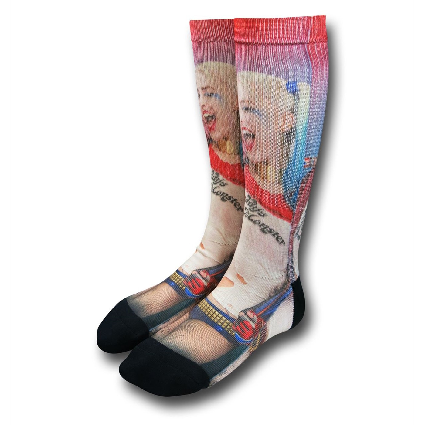 Suicide Squad Harley Quinn Sublimated Socks, Red