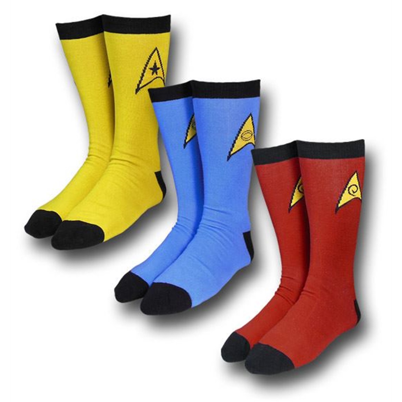 Star Trek Uniform Crew Socks 3 Pack, Black