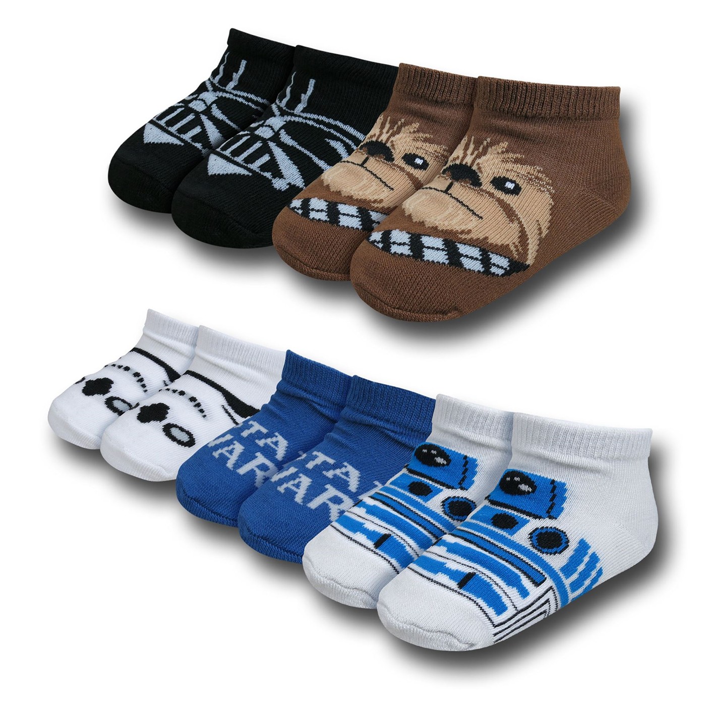 Star Wars Character Heads 5 Pack Toddler Socks, White