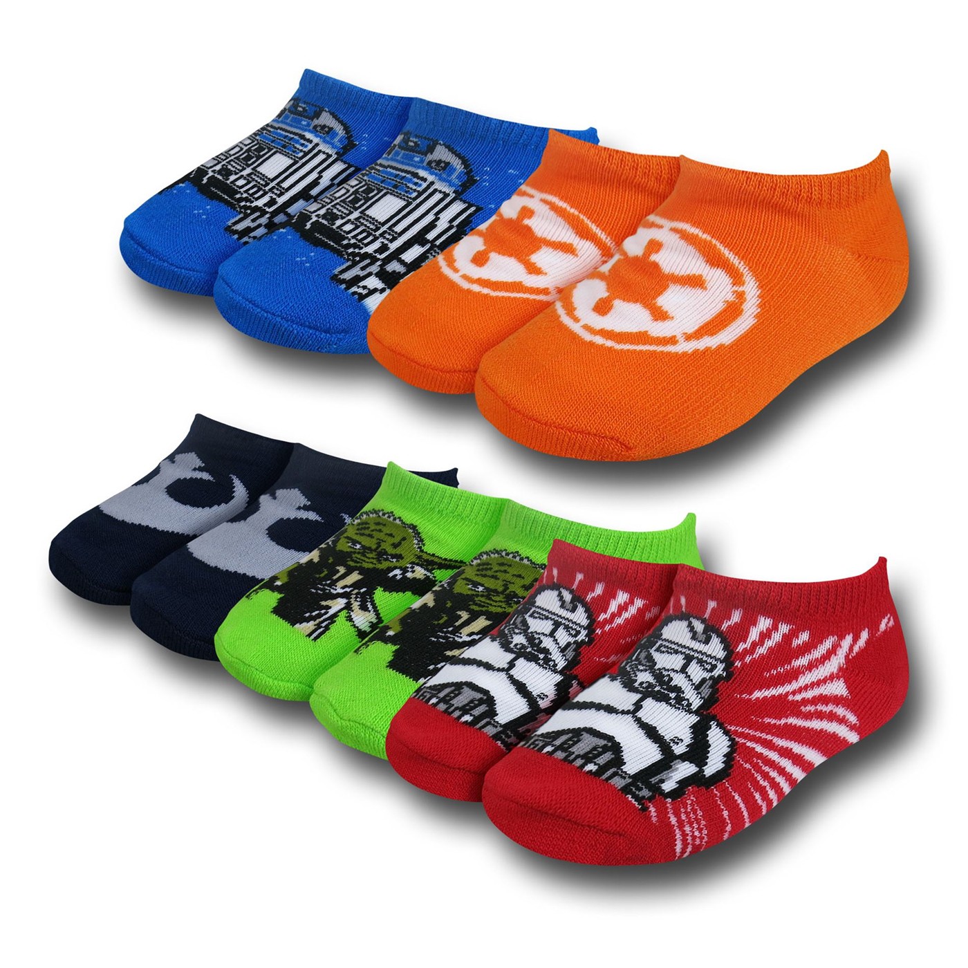 Star Wars Characters Bright 5 Pack Toddler Socks, White