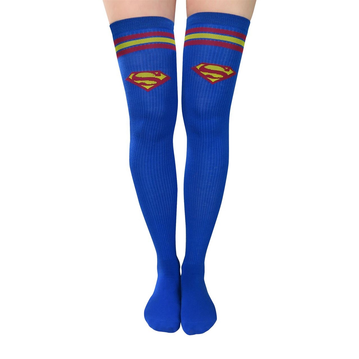 Superman Athletic Thigh High Socks, Blue