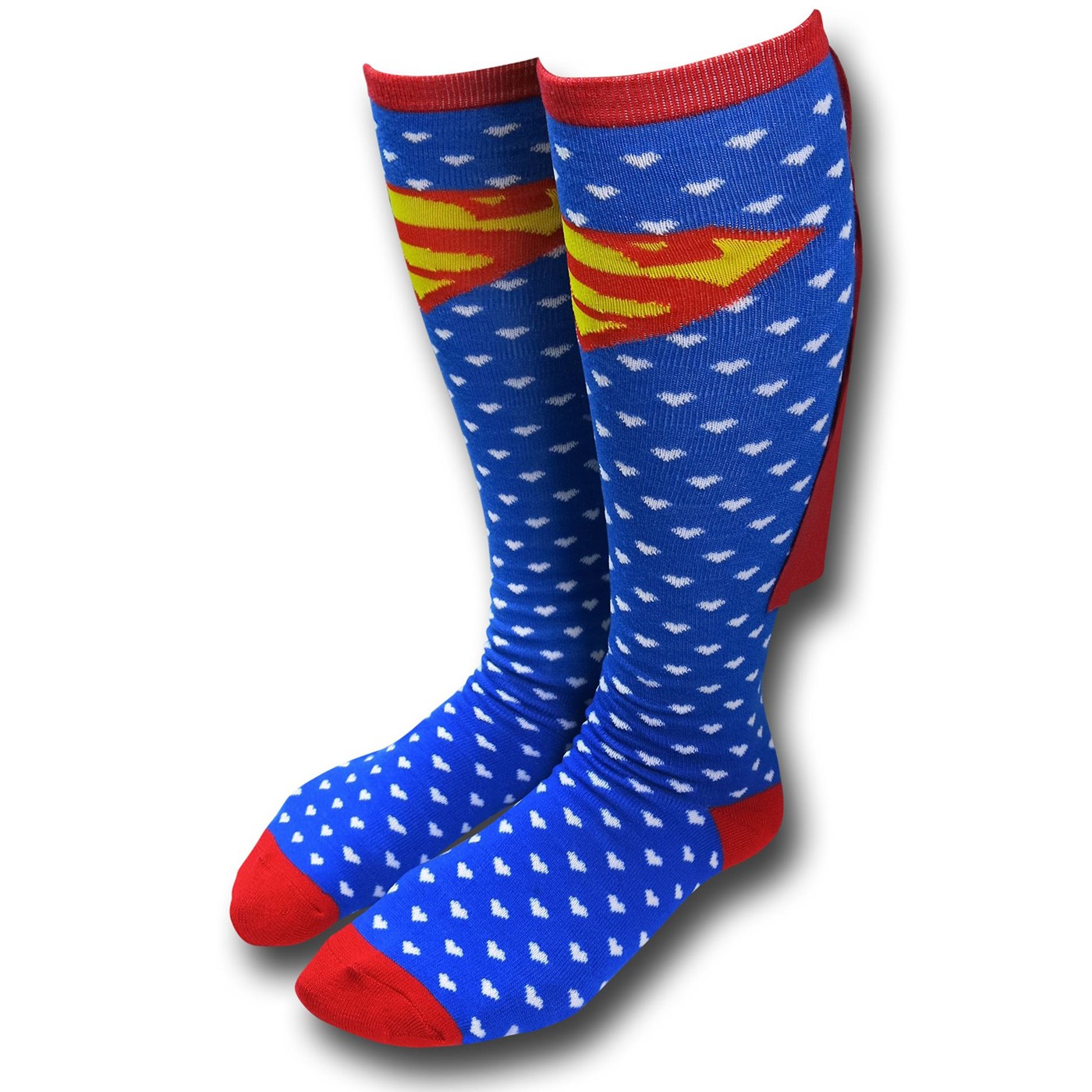 Superman Heart Socks w/ Capes, Blue