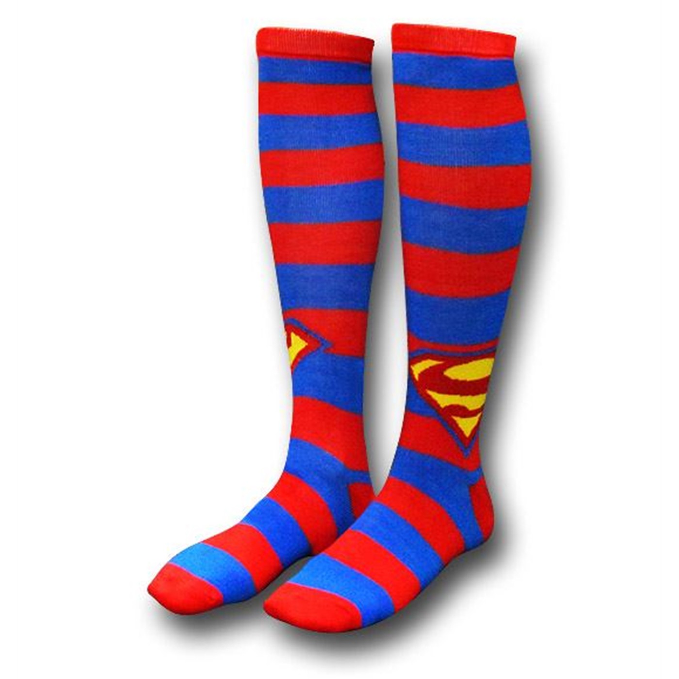 Superman Striped Knee-High Socks, Red