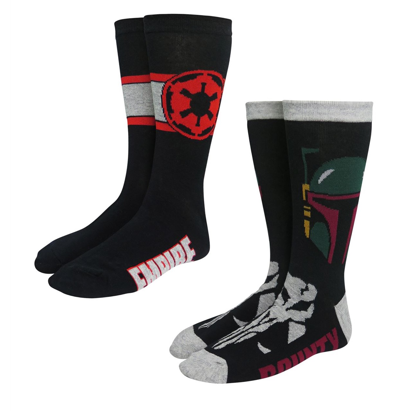 Star Wars Empire and Boba Fett Crew Sock 2 Pack, Black