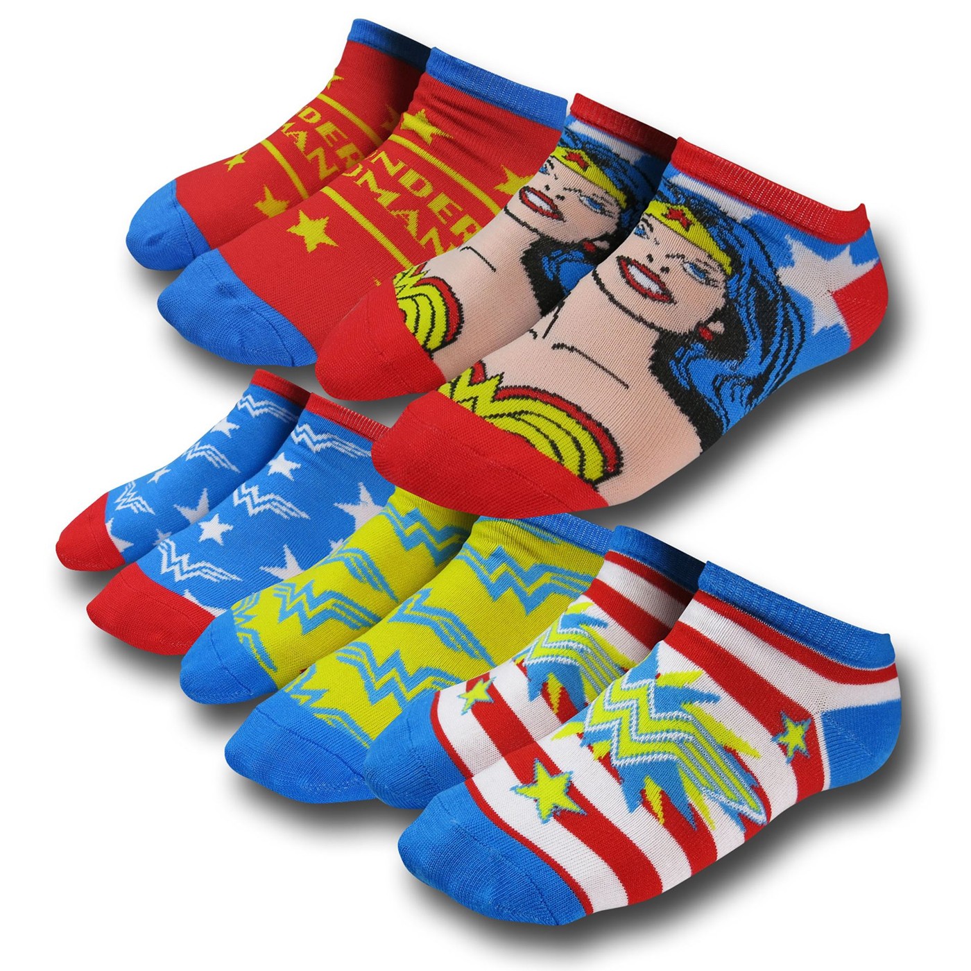 Wonder Woman 5-Pack Ankle Women's Socks, Red