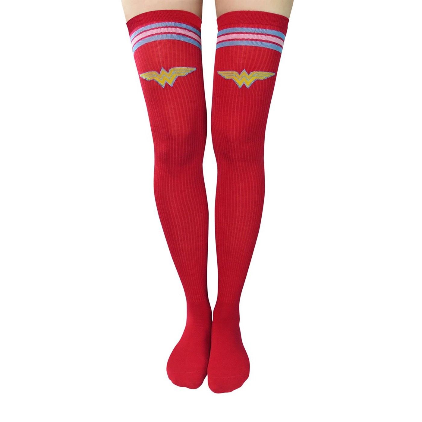 Wonder Woman Athletic Thigh High Socks, Red