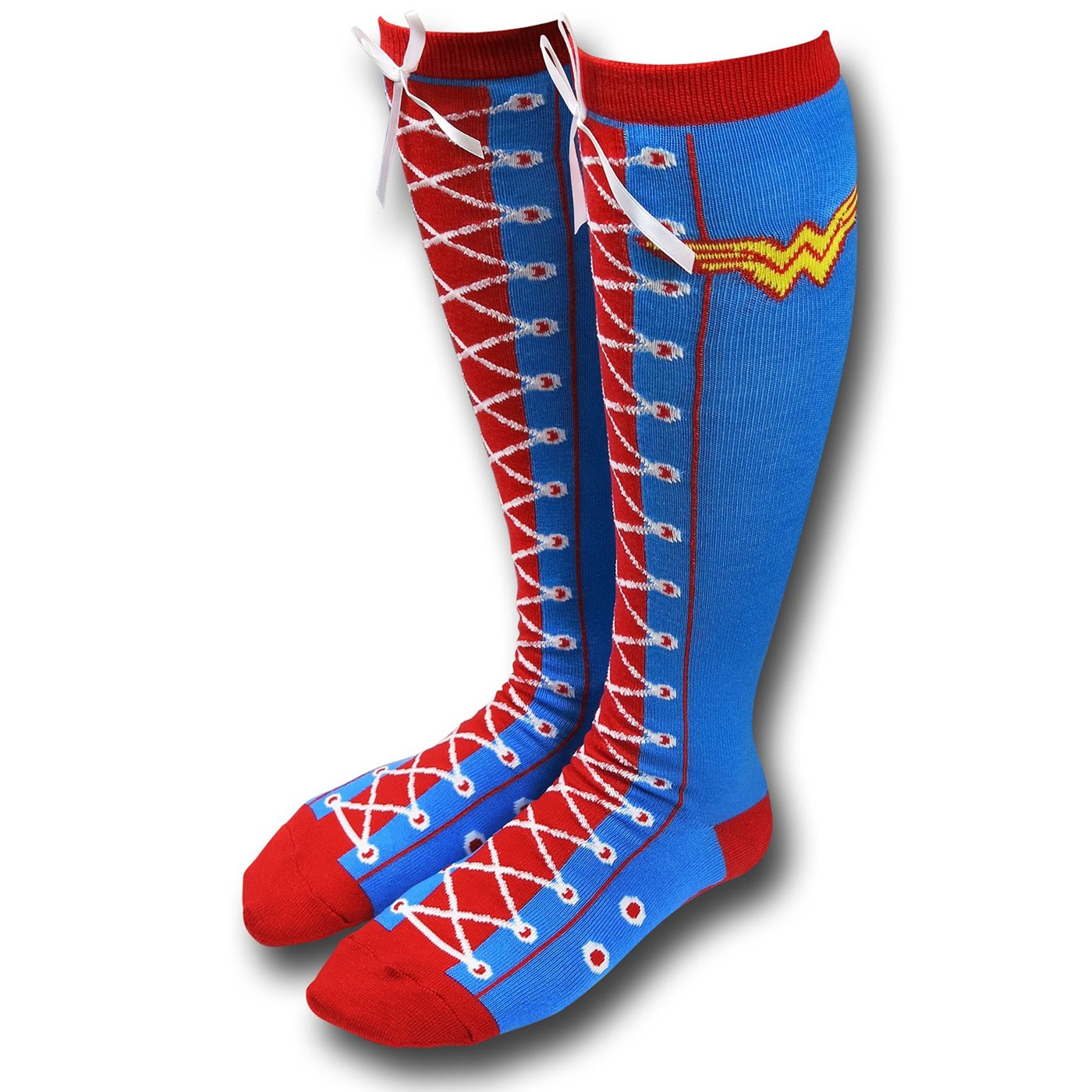 Wonder Woman Faux Lace-Up Socks, Blue