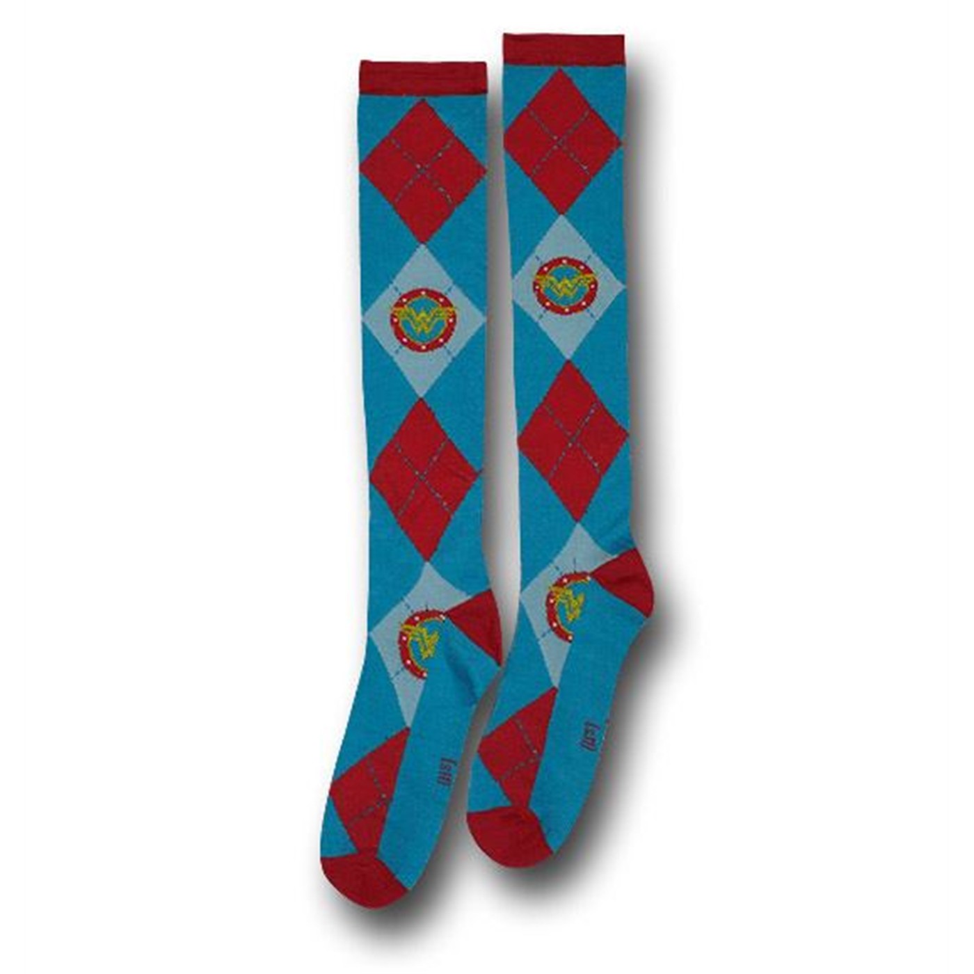 Wonder Woman Socks Argyle Jr Womens Knee-Highs, Blue